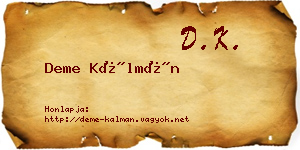 Deme Kálmán névjegykártya